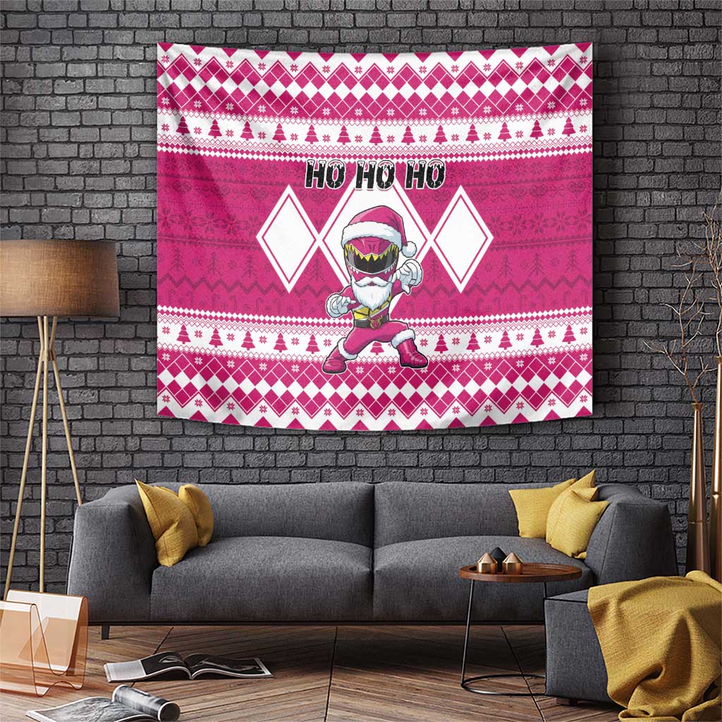 Power Pink Ranger Santa Claus Tapestry Funny Christmas - Wonder Print Shop