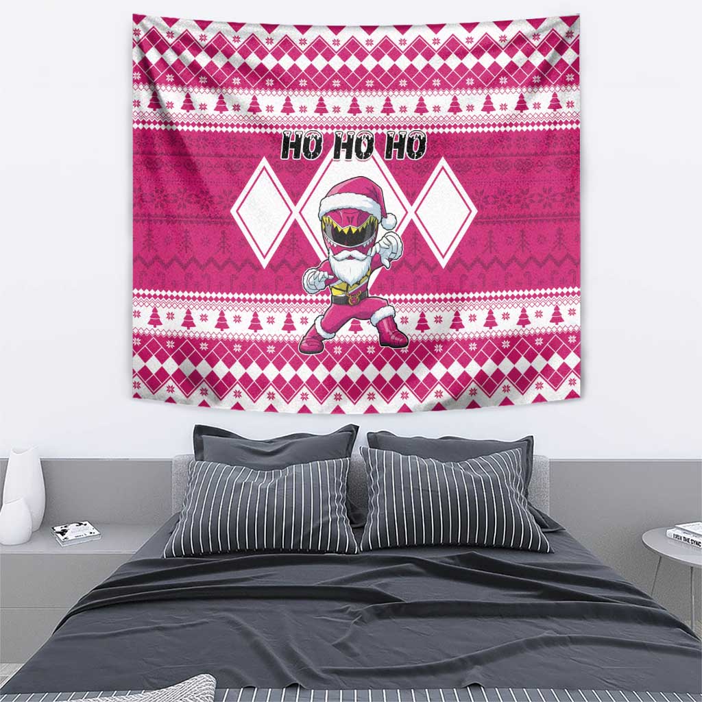 Power Pink Ranger Santa Claus Tapestry Funny Christmas - Wonder Print Shop