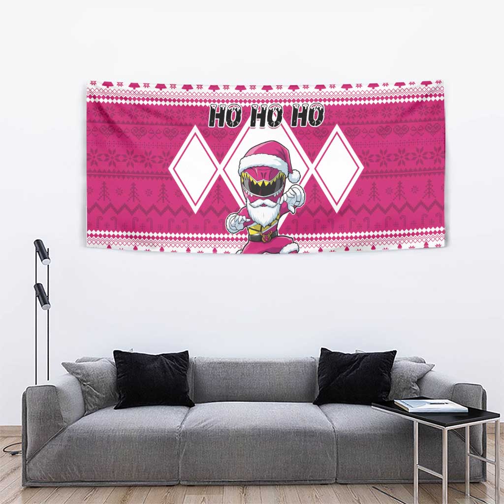 Power Pink Ranger Santa Claus Tapestry Funny Christmas - Wonder Print Shop