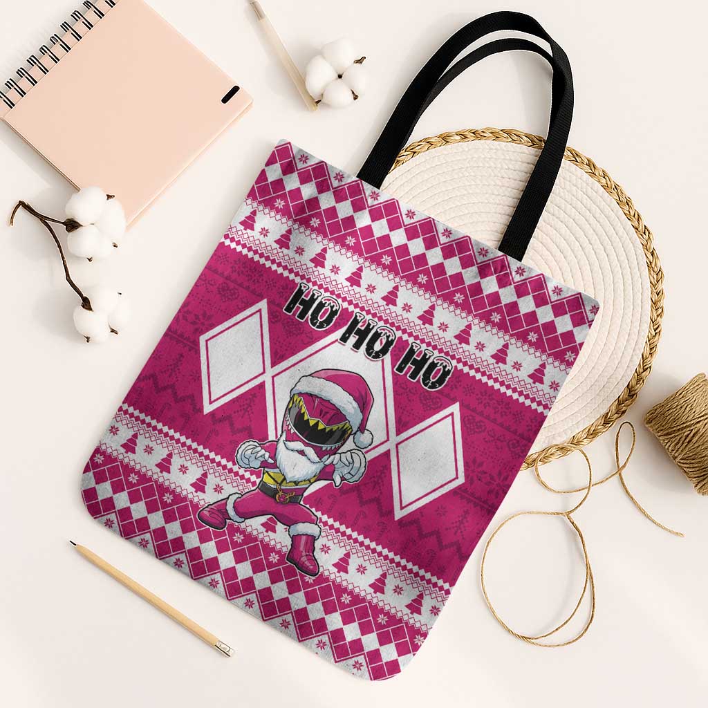 Power Pink Ranger Santa Claus Tote Bag Funny Christmas - Wonder Print Shop