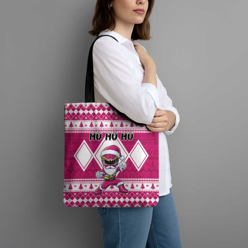Power Pink Ranger Santa Claus Tote Bag Funny Christmas - Wonder Print Shop