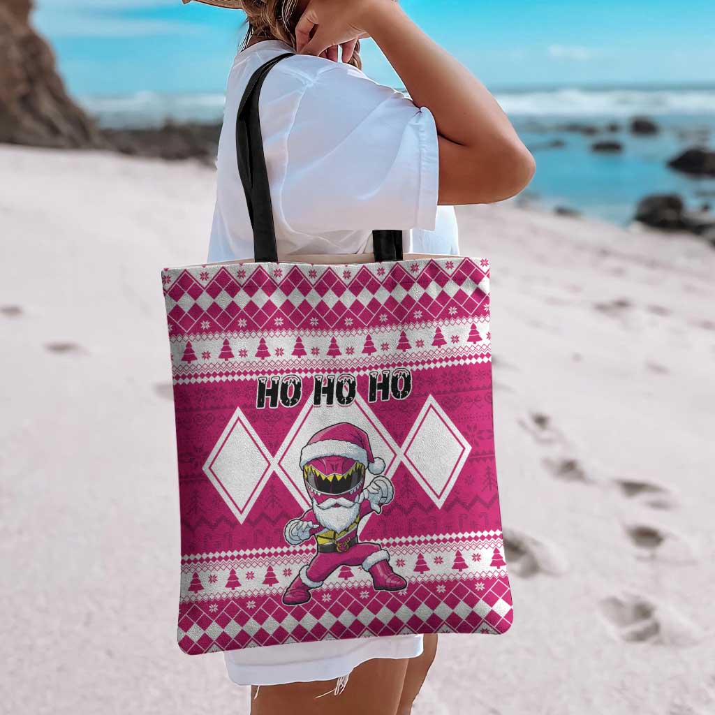 Power Pink Ranger Santa Claus Tote Bag Funny Christmas - Wonder Print Shop