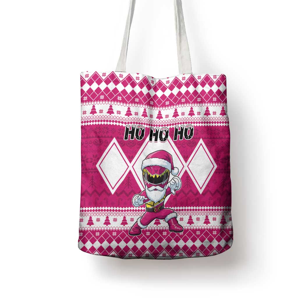Power Pink Ranger Santa Claus Tote Bag Funny Christmas - Wonder Print Shop