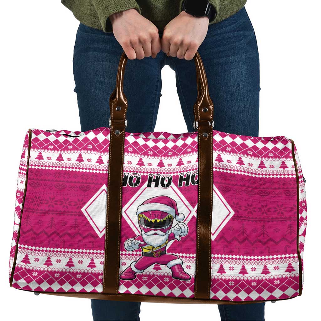 Power Pink Ranger Santa Claus Travel Bag Funny Christmas - Wonder Print Shop
