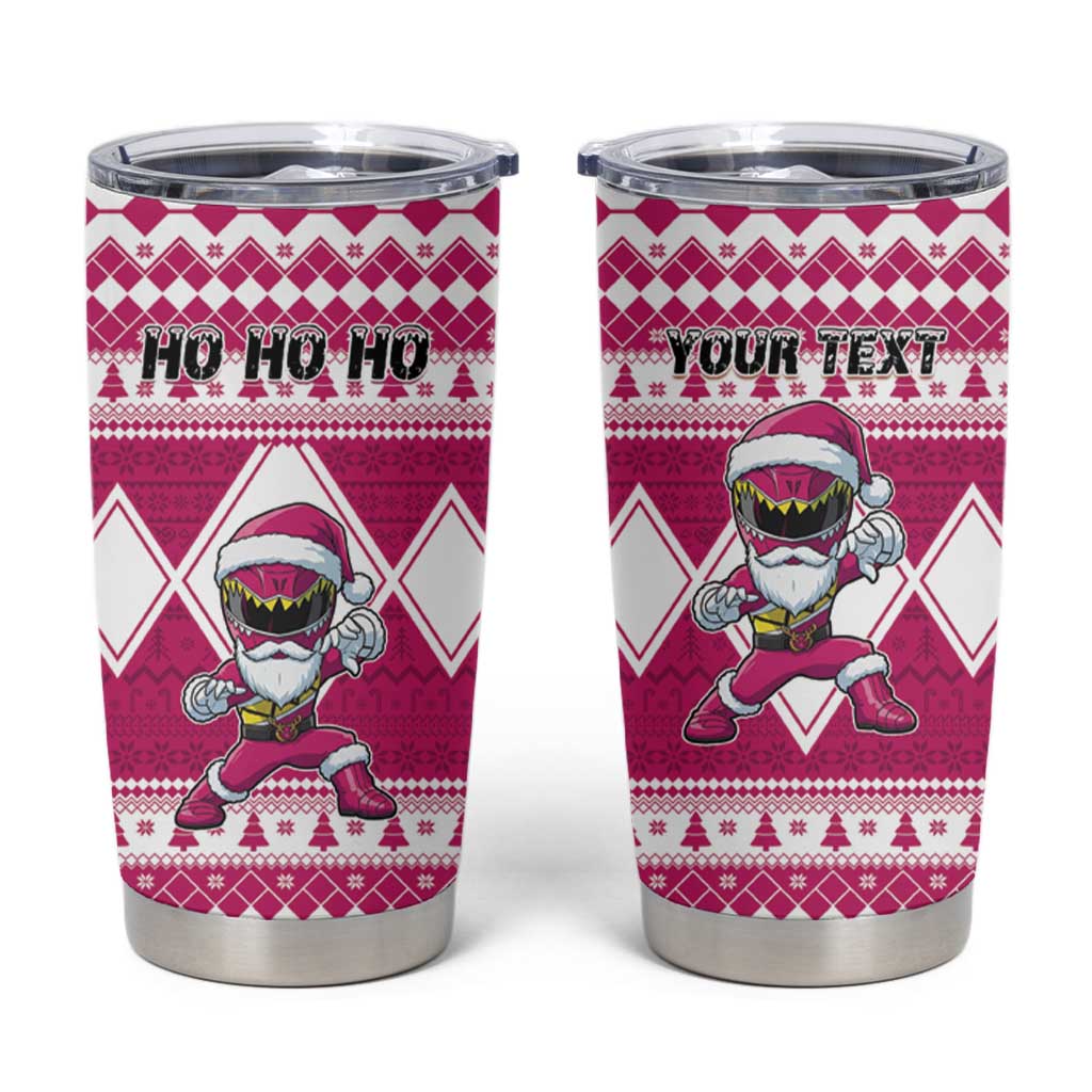 Personalized Power Pink Ranger Santa Claus Tumbler Cup Funny Christmas - Wonder Print Shop