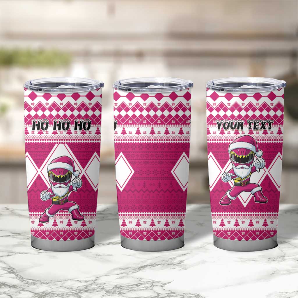 Personalized Power Pink Ranger Santa Claus Tumbler Cup Funny Christmas - Wonder Print Shop