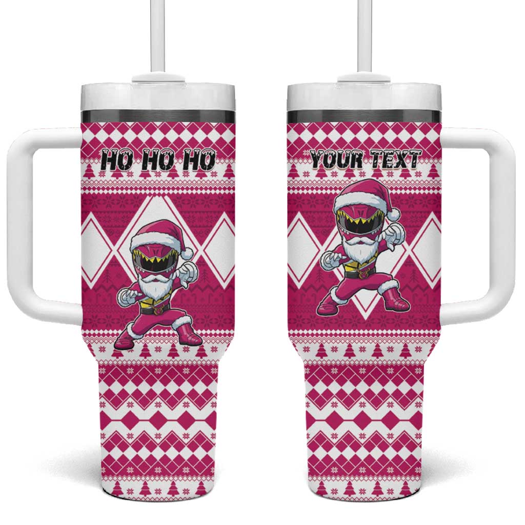 Personalized Power Pink Ranger Santa Claus Tumbler With Handle Funny Christmas - Wonder Print Shop