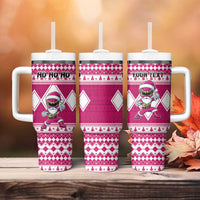 Personalized Power Pink Ranger Santa Claus Tumbler With Handle Funny Christmas - Wonder Print Shop