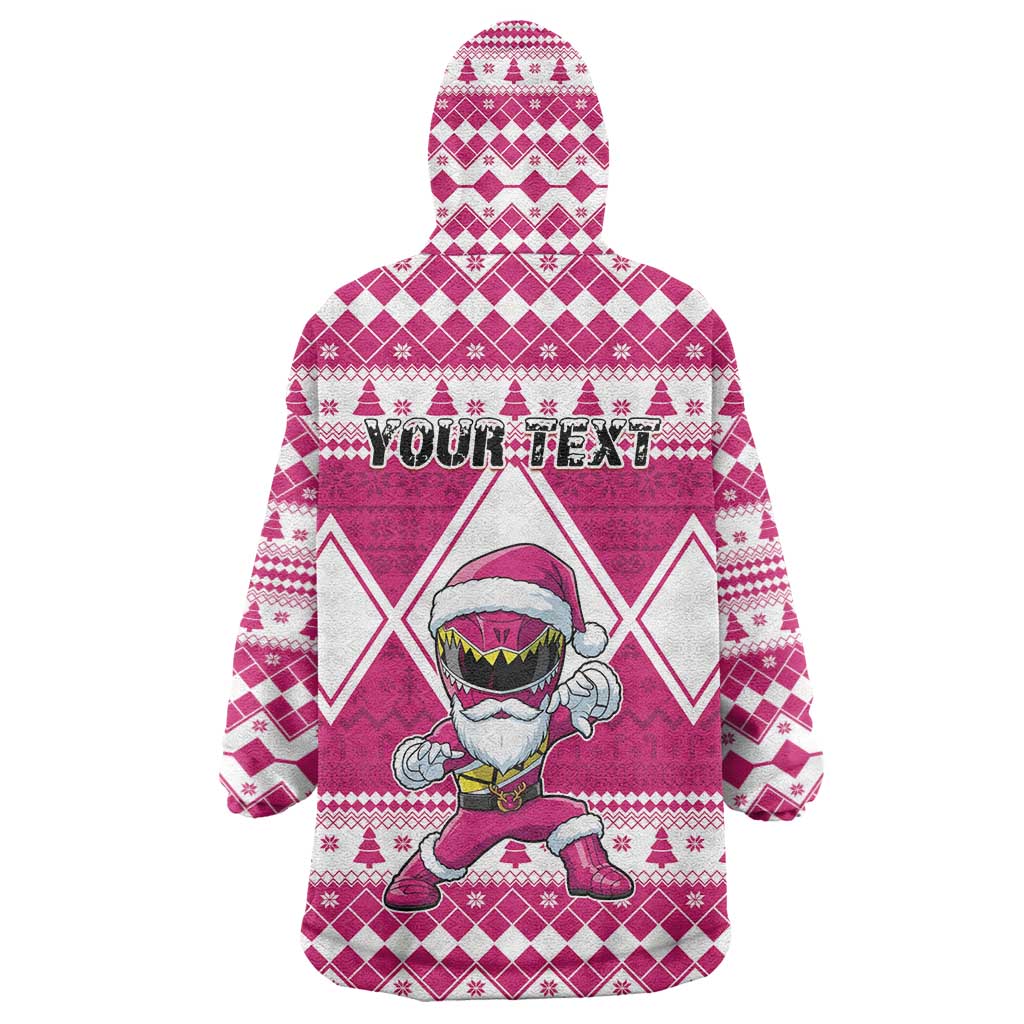 Personalized Power Pink Ranger Santa Claus Wearable Blanket Hoodie Funny Christmas - Wonder Print Shop