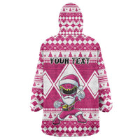 Personalized Power Pink Ranger Santa Claus Wearable Blanket Hoodie Funny Christmas - Wonder Print Shop