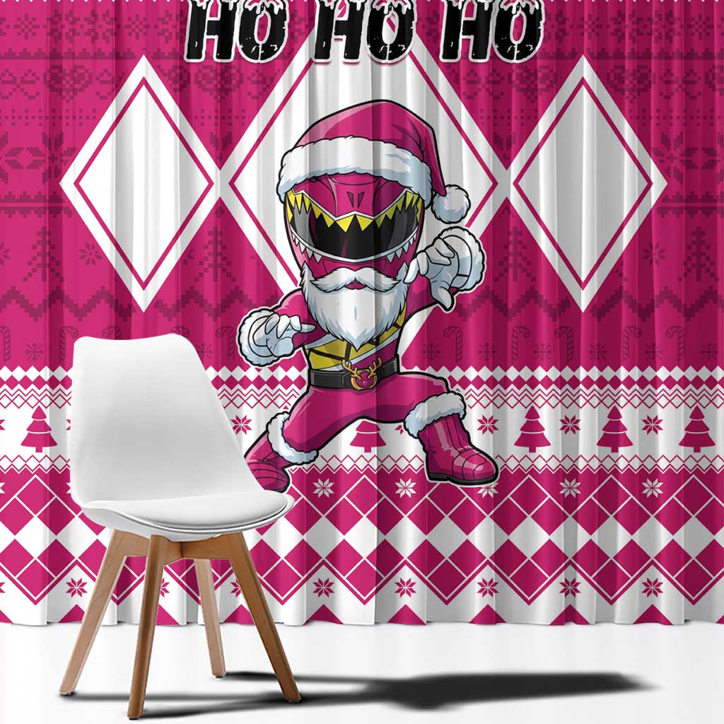 Power Pink Ranger Santa Claus Window Curtain Funny Christmas - Wonder Print Shop