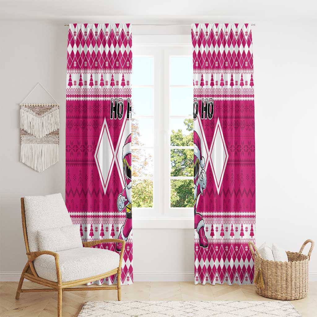 Power Pink Ranger Santa Claus Window Curtain Funny Christmas - Wonder Print Shop