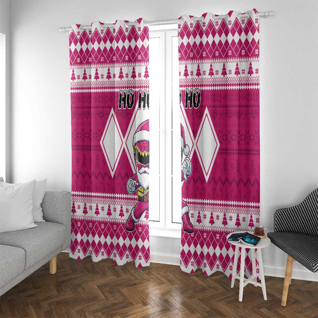 Power Pink Ranger Santa Claus Window Curtain Funny Christmas - Wonder Print Shop