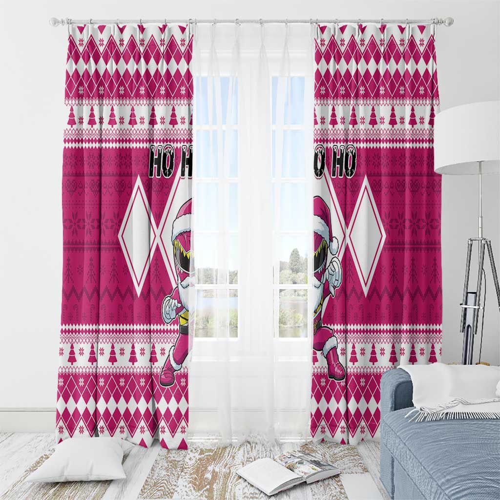 Power Pink Ranger Santa Claus Window Curtain Funny Christmas - Wonder Print Shop