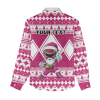Personalized Power Pink Ranger Santa Claus Women Casual Shirt Funny Christmas - Wonder Print Shop