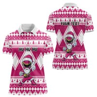 Personalized Power Pink Ranger Santa Claus Women Polo Shirt Funny Christmas - Wonder Print Shop