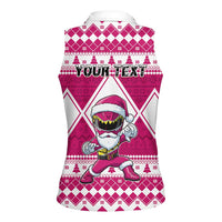 Personalized Power Pink Ranger Santa Claus Women Sleeveless Polo Shirt Funny Christmas - Wonder Print Shop