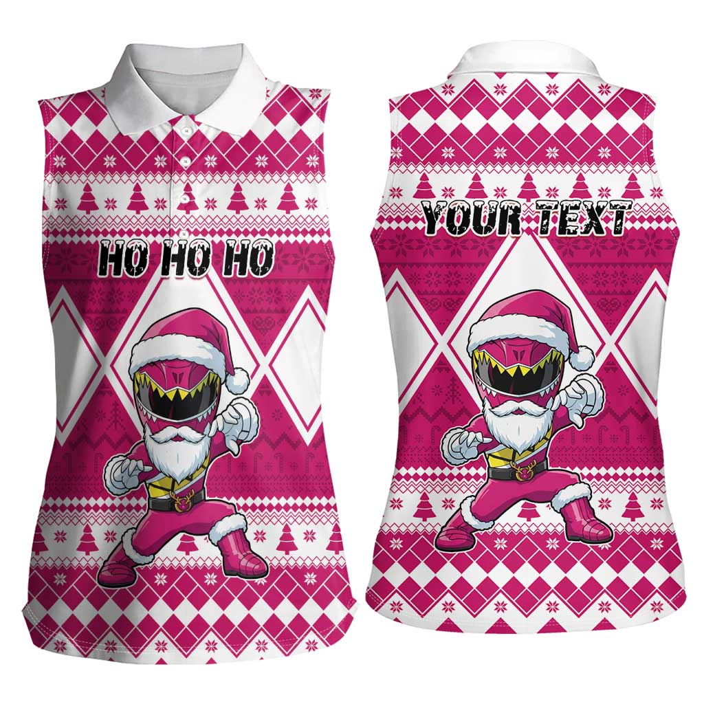 Personalized Power Pink Ranger Santa Claus Women Sleeveless Polo Shirt Funny Christmas - Wonder Print Shop