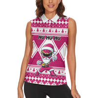 Personalized Power Pink Ranger Santa Claus Women Sleeveless Polo Shirt Funny Christmas - Wonder Print Shop