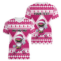 Personalized Power Pink Ranger Santa Claus Women V-Neck T-Shirt Funny Christmas - Wonder Print Shop