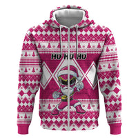 Personalized Power Pink Ranger Santa Claus Zip Hoodie Funny Christmas - Wonder Print Shop
