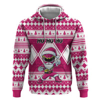 Personalized Power Pink Ranger Santa Claus Zip Hoodie Funny Christmas - Wonder Print Shop