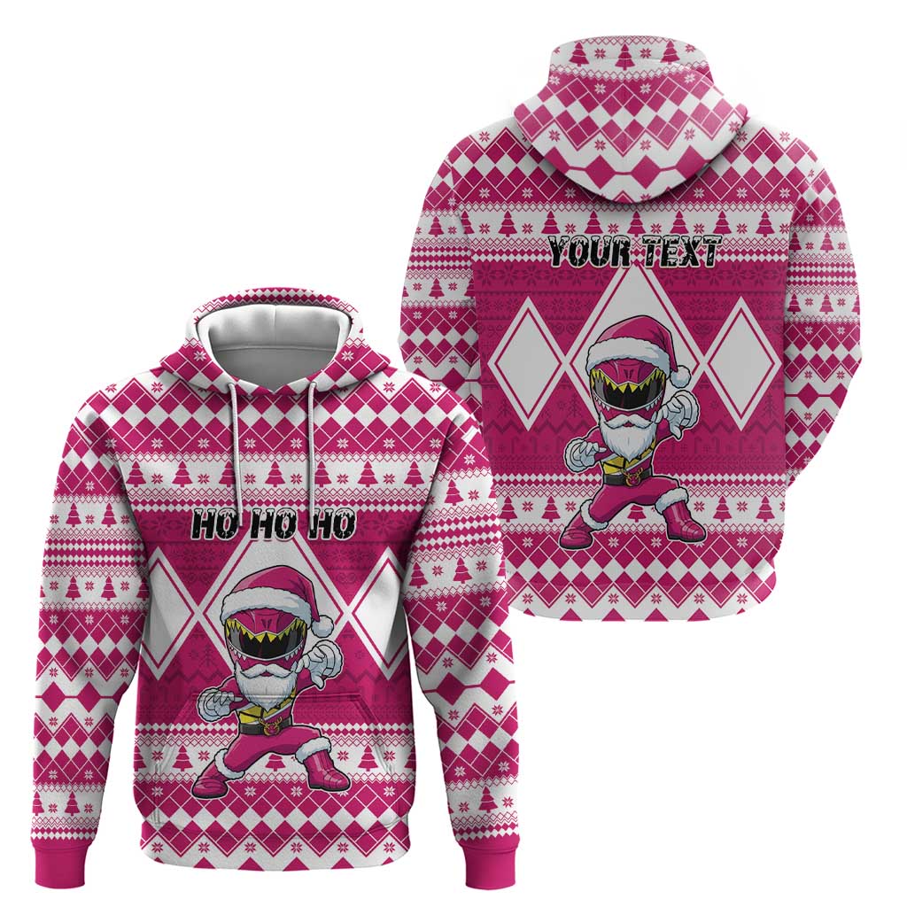 Personalized Power Pink Ranger Santa Claus Zip Hoodie Funny Christmas - Wonder Print Shop