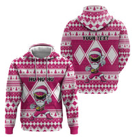 Personalized Power Pink Ranger Santa Claus Zip Hoodie Funny Christmas - Wonder Print Shop