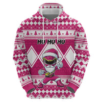 Personalized Power Pink Ranger Santa Claus Zip Hoodie Funny Christmas - Wonder Print Shop