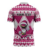 Personalized Power Pink Ranger Santa Claus Zipper Polo Shirt Funny Christmas - Wonder Print Shop