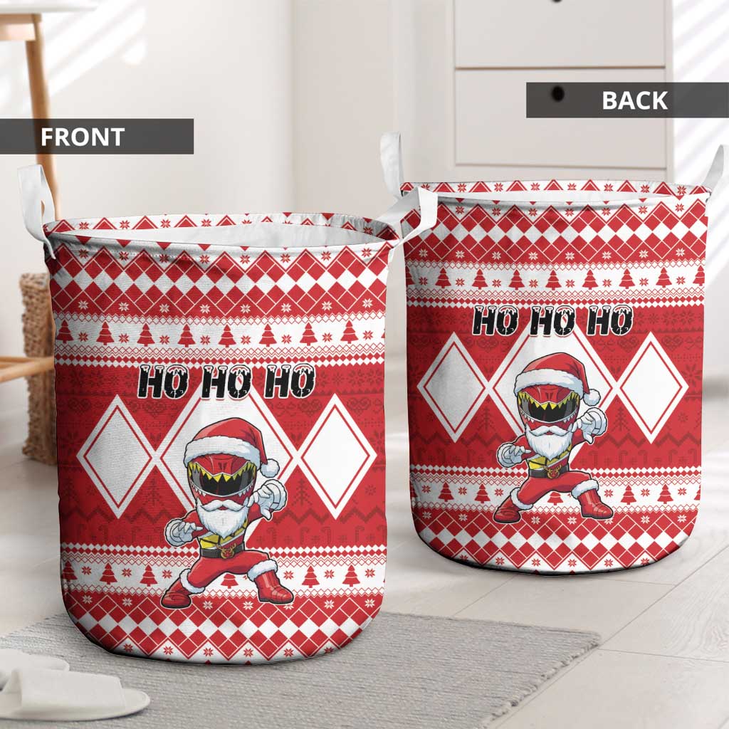 Power Red Ranger Santa Claus Laundry Basket Funny Christmas - Wonder Print Shop