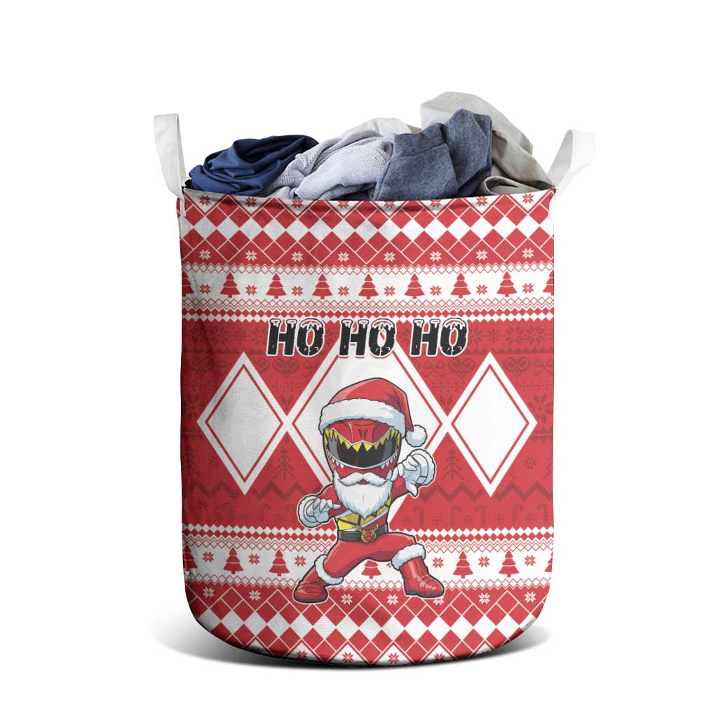 Power Red Ranger Santa Claus Laundry Basket Funny Christmas - Wonder Print Shop