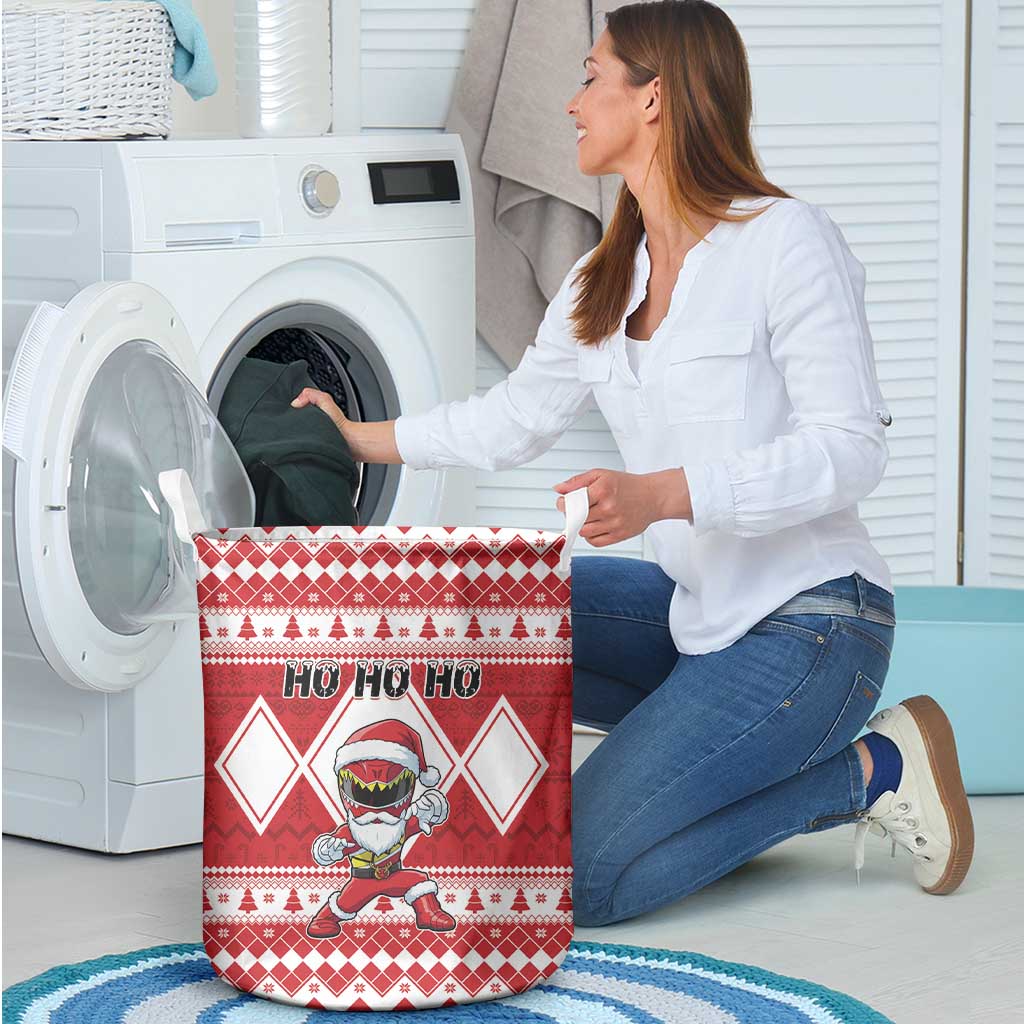 Power Red Ranger Santa Claus Laundry Basket Funny Christmas - Wonder Print Shop