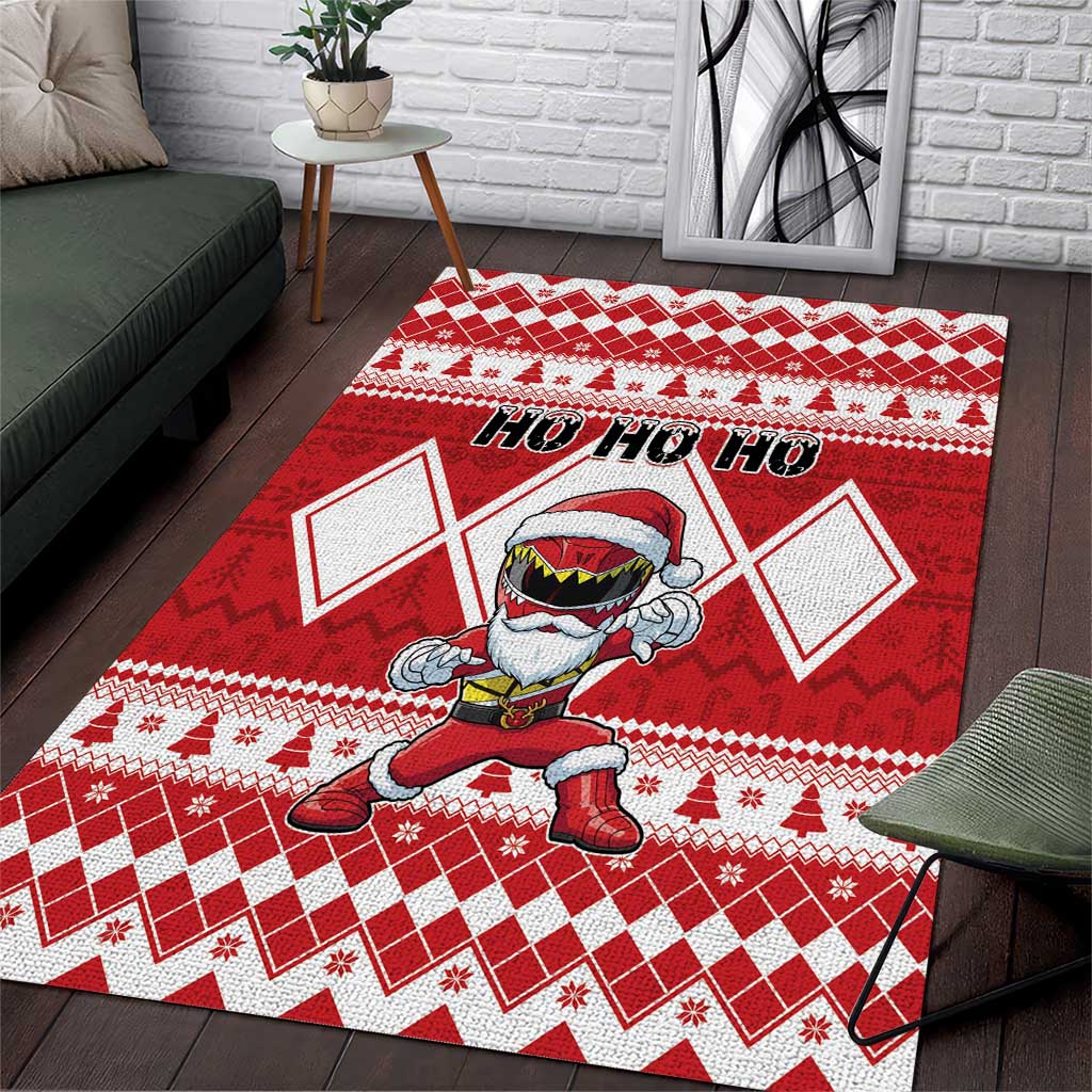 Power Red Ranger Santa Claus Area Rug Funny Christmas - Wonder Print Shop