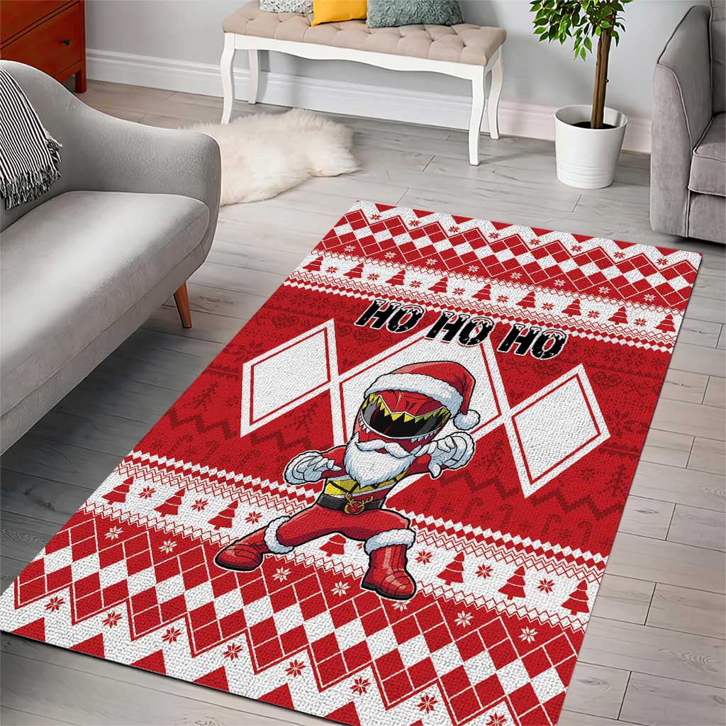 Power Red Ranger Santa Claus Area Rug Funny Christmas - Wonder Print Shop