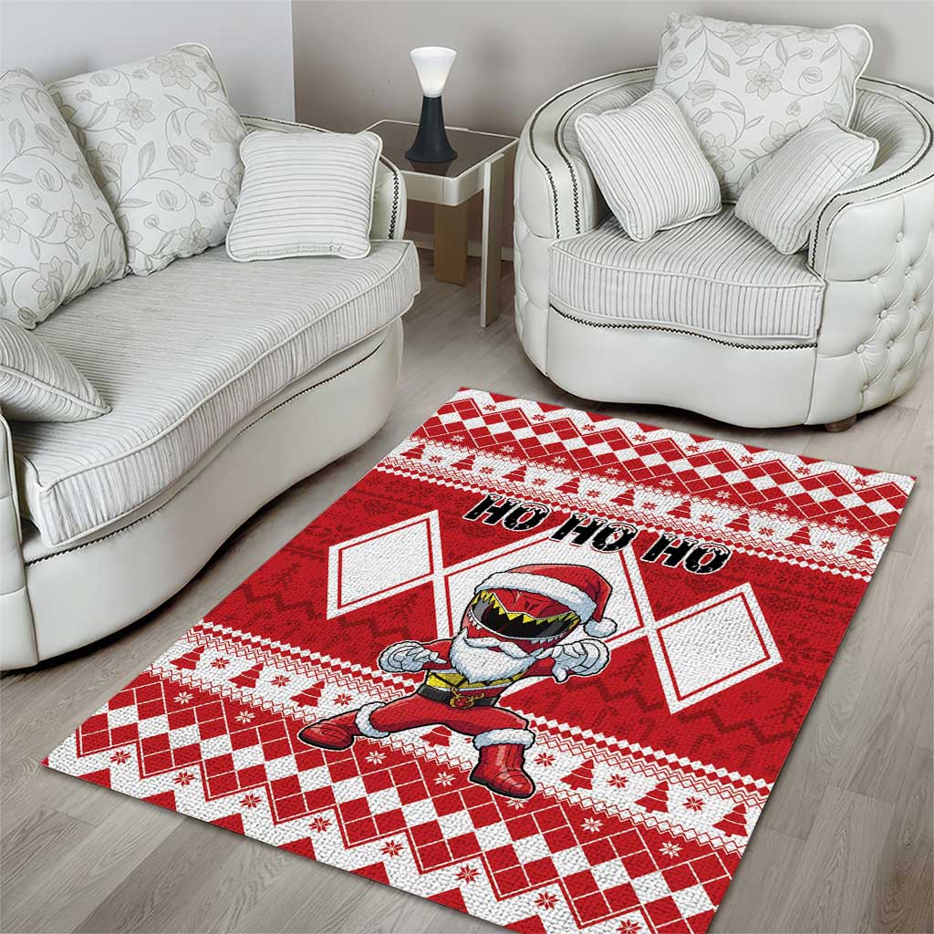 Power Red Ranger Santa Claus Area Rug Funny Christmas - Wonder Print Shop