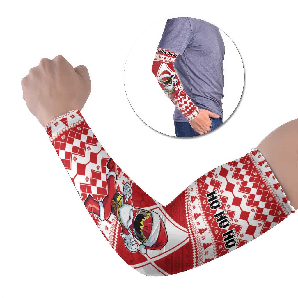 Personalized Power Red Ranger Santa Claus Arm Sleeves Funny Christmas - Wonder Print Shop