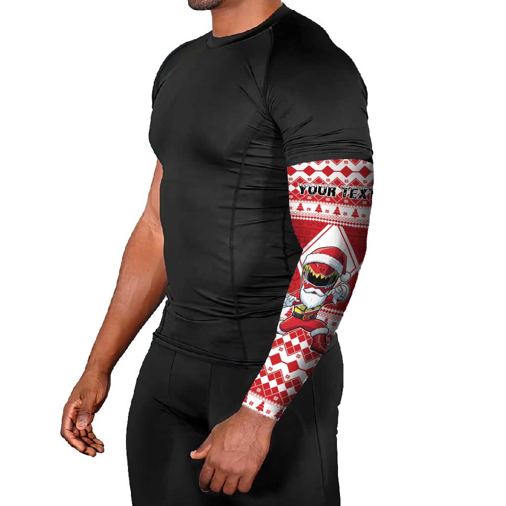 Personalized Power Red Ranger Santa Claus Arm Sleeves Funny Christmas - Wonder Print Shop