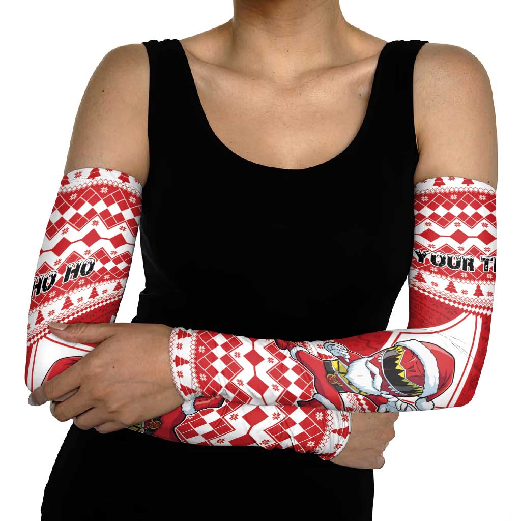 Personalized Power Red Ranger Santa Claus Arm Sleeves Funny Christmas - Wonder Print Shop