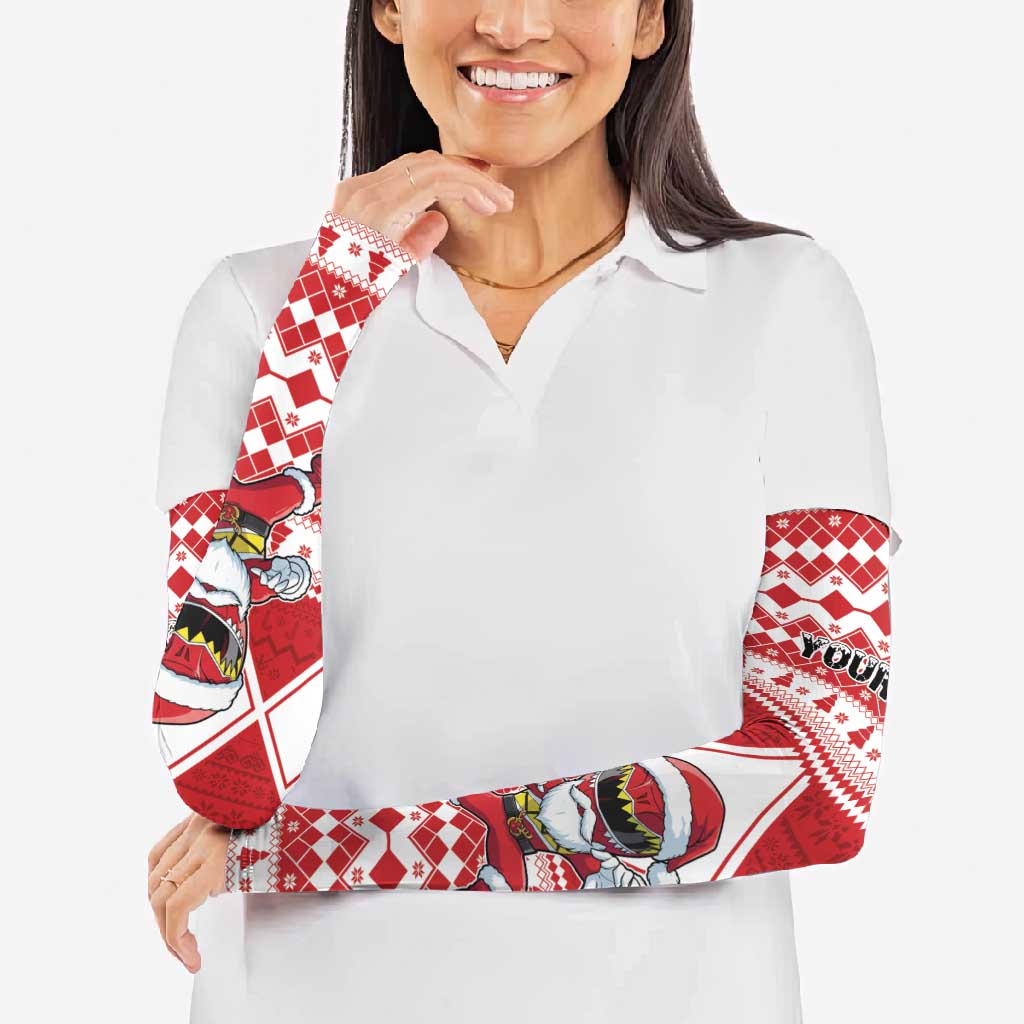 Personalized Power Red Ranger Santa Claus Arm Sleeves Funny Christmas - Wonder Print Shop