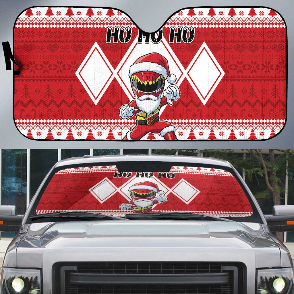 Power Red Ranger Santa Claus Auto Sun Shade Funny Christmas - Wonder Print Shop