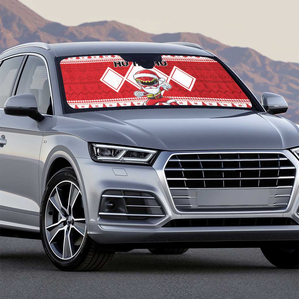 Power Red Ranger Santa Claus Auto Sun Shade Funny Christmas - Wonder Print Shop