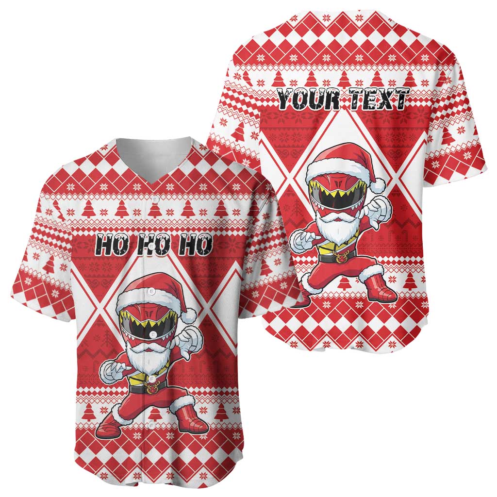 Personalized Power Red Ranger Santa Claus Baseball Jersey Funny Christmas - Wonder Print Shop