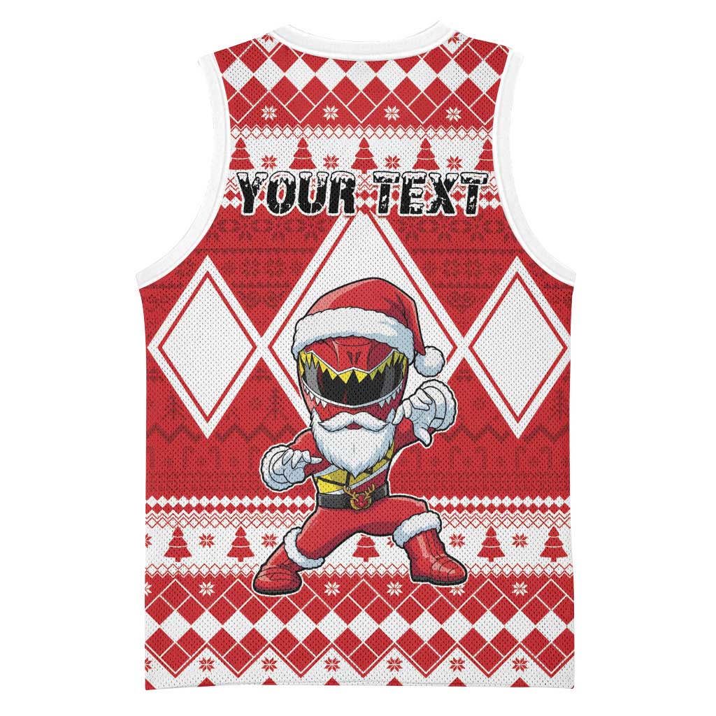 Personalized Power Red Ranger Santa Claus Basketball Jersey Funny Christmas - Wonder Print Shop