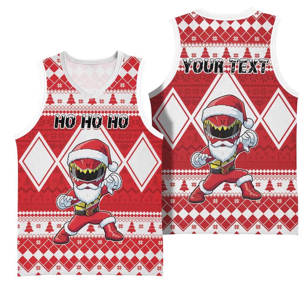 Personalized Power Red Ranger Santa Claus Basketball Jersey Funny Christmas - Wonder Print Shop