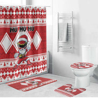 Power Red Ranger Santa Claus Bathroom Set Funny Christmas - Wonder Print Shop