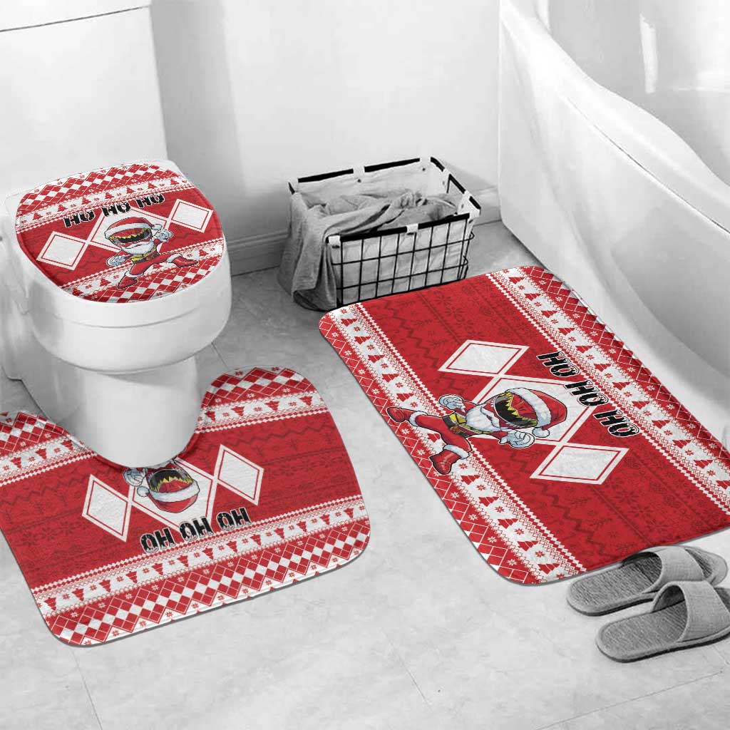 Power Red Ranger Santa Claus Bathroom Set Funny Christmas - Wonder Print Shop