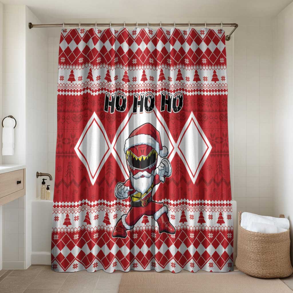 Power Red Ranger Santa Claus Bathroom Set Funny Christmas - Wonder Print Shop