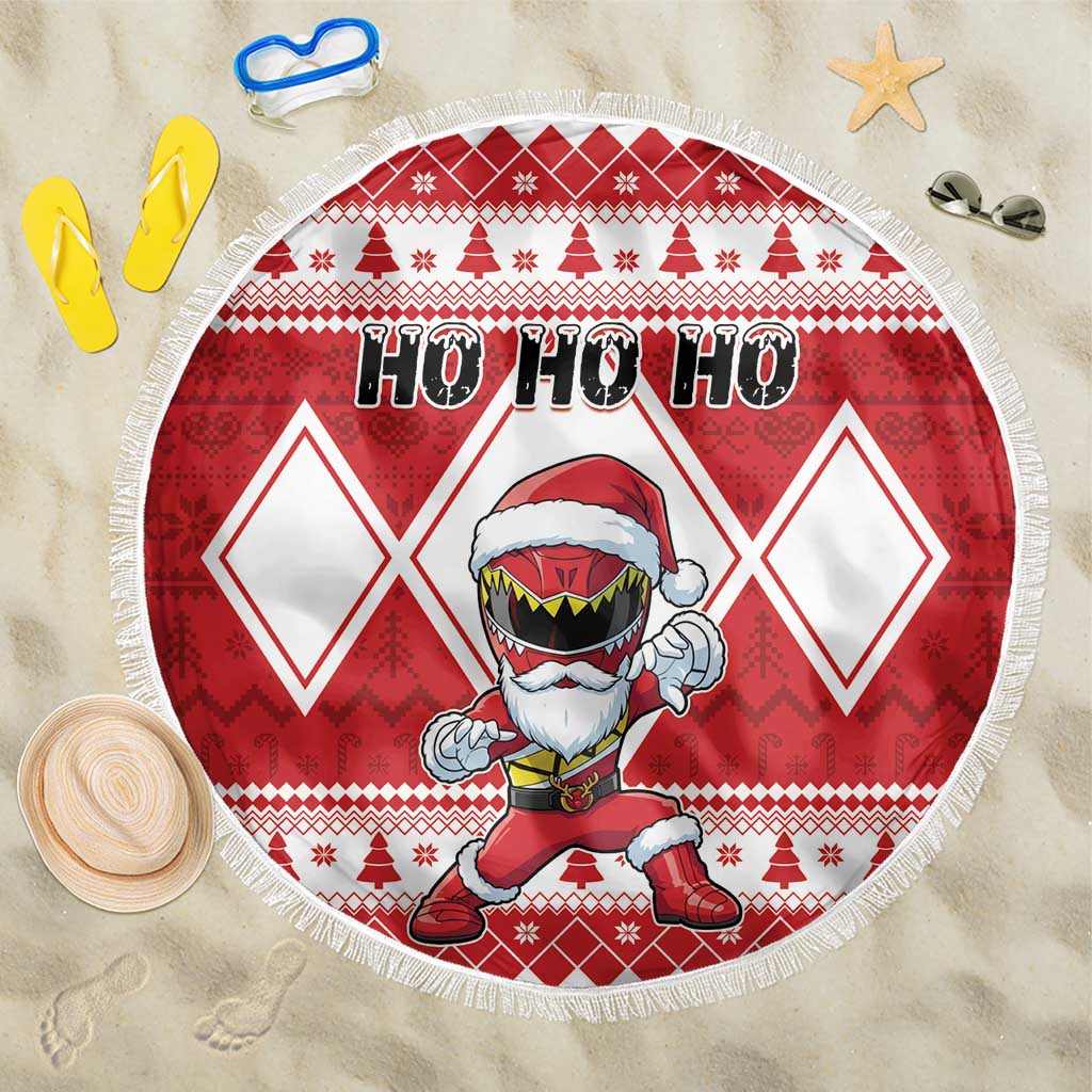 Power Red Ranger Santa Claus Beach Blanket Funny Christmas - Wonder Print Shop