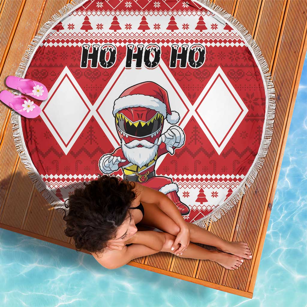 Power Red Ranger Santa Claus Beach Blanket Funny Christmas - Wonder Print Shop